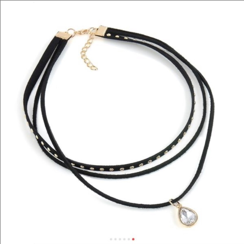 3 Layer Black Rhinestone Choker